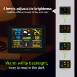 LinkMejor Wireless Weather Station Digital Display Alarm Clock Calendar Temperature Hygrometer Meter Weather Forecast Radio Wave Moon Phase Barometer Sensor