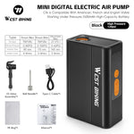WEST BIKING Mini Electric Bike Pump 4-in-1 Click Valve,  120PSI Portable Air Compressor,  Auto-stop & LED Display, MTB Road Tire Inflation