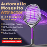 Tevorex 5-In-1 Telescopic Electric Mosquito Racket Mosquito Killer UV Utilizes 90° Rotating Auto Capture Folding Fly Swatter USB Rechargeable with Dual Safety Switches