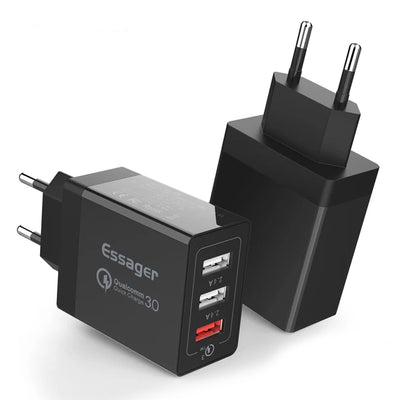 LinkMejor 30W 3-Port USB Charger 3USB-A QC3.0 2.0 Fast Charging Wall Charger Adapter EU Plug for iPhone 16 15 Pro 14 13 Pro Max for Samsung Galaxy Z Flip6 for Xiaomi 15pro for Huawei Mate XT