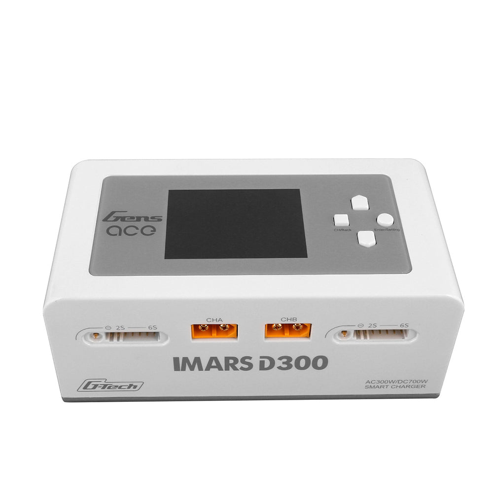 Gens Ace IMARS D300 G-Tech Channel AC 300W DC 700W 16Ax2 RC Smart Balance Charger for 1-6S LiFe Lipo LiHV 1-16S NiMH Battery