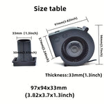 9733 Blower Fan 12V 1.80A High Air Volume Turbine Adjustable Speed Control Compact Design for BBQ Camping Firewood Stove Charcoal Starter Outdoor Cooking Fan