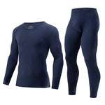 LinkMejor Men's Fall Winter Thermal Underwear Set Simple Base Layer Long-Sleeved Top Pant Casual Pajamas Set