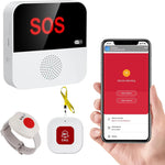 CF100 Tuya WiFi Alarm System Emergency Call Button for Seniors Emergency Call Receiver+Call Buttons SOS Bracelet Call Buttons Alert System