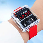 T15 DIY LED Digital Watch Kit Transparent Case Silicone Strap Microcontroller Clear Display Accessories for Soldering Practice