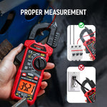 LinkMejor KC604 Digital Clamp Meter True-RMS AC/DC Voltage Current Tester NCV Detection Auto Shut-Off LCD Backlight 1.1 Inch D-Shaped Jaw