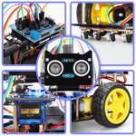 LinkMejor Automation Smart Robot Car Kit for Arduino Programming with Ultrasonic and Infrared Sensors Line Tracking Obstacle Avoidance DIY Educational STEM Kit