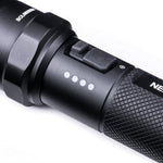 LinkMejor P83 1300LM Strong Light Rechargeable LED Flashlight Red And Blue Glitter Outdoor Tactics Super Bright Portable Security Patrol Torch