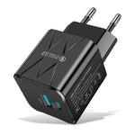 BK-315 PD25W 2-Port USB PD Charger USB-A+USB-C PD QC3.0 Fast Charging Wall Charger Adapter EU Plug for iPhone 16 16 Pro 15 Pro Max 14 13 for Huawei Mate 70 Pro for Xiaomi 15pro