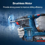 LinkMejor 185-LI for Bosch Professional Brushless Rotary Hammer SDS Plus 18V Impact Drill Powerful Motor Reduced Vibration Recoil Control Dust-Free Attachment Lightweight Design