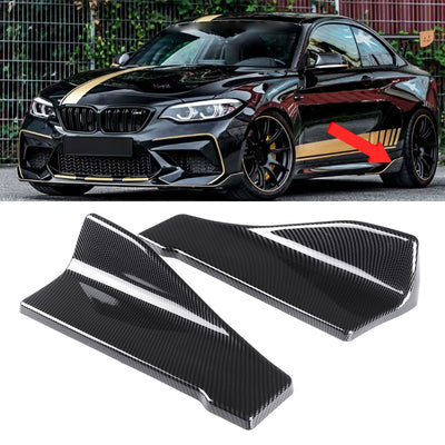 2pcs 35cm Carbon Fiber Universal Car Side Skirt Rear Bumper Lip Splitter Winglet Aprons Mudguards