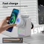 DH19 5-in-1 15W Wireless Magnetic Charger Come with bluetooth Speaker Night Light Function Fast Wireless Charging Station for Smart Phone for iPhone 17 17Pro 16 15 14 Pro Max for Huawei Pura 80 Ultra for XIAOMi for Apple Watch for Airpods