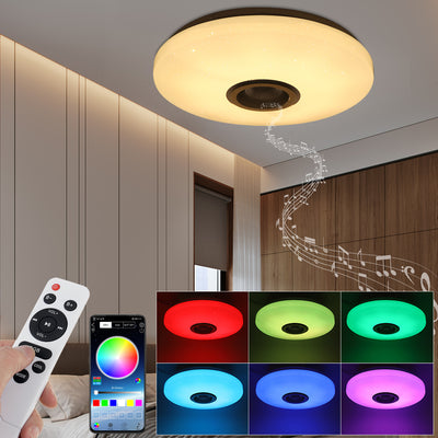 LinkMejor LED Ceiling Light Music Speaker Lamp Bluetooth APP + Remote Control Bedroom Smart Ceiling Lamp