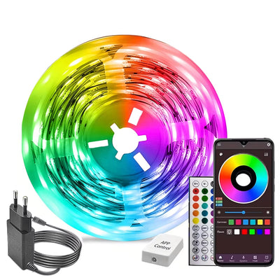 Elfeland 5M/10M/15M/20M 24V Smart LED RGB Strip Light With Double-Row LEDs APP Remote Control Music Sync Light Strip Kit for Indoor Decoration