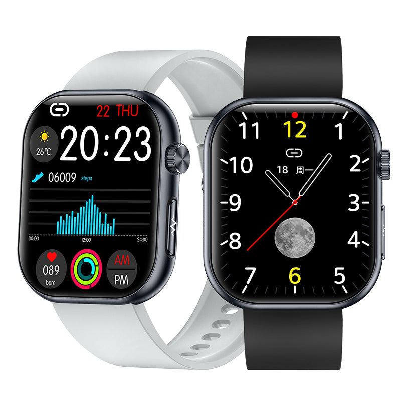 ET587 1.96inch AMOLED Display ECG Function Micro-physical Examination SOS Emergency bluetooth Call Heart Rate Blood Pressure Blood Oxygen Monitor Sleep Body Temperature Measurement Women's Health Multi-sport Modes IP68 Waterproof Smart Watch
