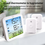 TS-8082 Wireless Temperature Humidity Monitor Dual Channel Refrigerator Thermometer with Backlight High Low Alarm Max Min Records -40℃ Wide Range Cold Chain Monitoring Alarms