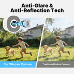 LinkMejor W40 WIFI Smart Window Glass Camera 3MP HD Full Color Night Vision Motion Two-Way Audio Anti-Glare Bluetooth Household Surveillance Camera for Indoor Outdoor