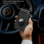 AirTag Microfiber Men's Automatic Popup Card Holder Tri-fold RFID Anti-theft Brush Purse Wallet Credit Card Clip