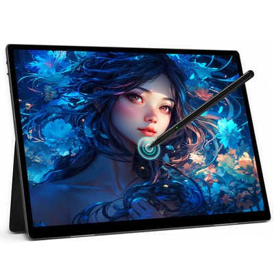 LinkMejor S150 4K 15 Inch Portable Touchscreen Monitor Drawing Display with Pen and Infinitely Adjustable Stand USB C External Screen for Smartphone Tablet Laptop Game Consoles