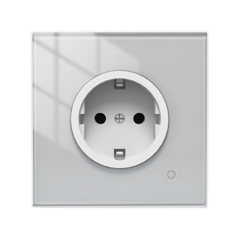 Tuya WiFi Smart 16A EU Socket Glass Panel Outlet Power Monitor Touch Plug Relay Status Light Mode Adjustable Smart Life App Voice Control with Alexa Google Assistant
