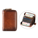 Ekphero RFID Blocking Genuine Leather Men's Card Holder, Vintage Cowhide Leather Large Capacity Multi-card Slot Short Credit Card Bag, Driver's License Leather Card Case,Money Clips Mini Bag for Men