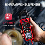 LinkMejor KC604 Digital Clamp Meter True-RMS AC/DC Voltage Current Tester NCV Detection Auto Shut-Off LCD Backlight 1.1 Inch D-Shaped Jaw