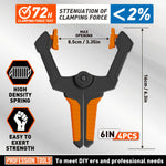 4PCS 6 Inch Heavy Duty Plastic Spring Wood Clamps with with 30Lbs Powerful Clamping Force for Woodworking Photography Backdrop Household Use Cover Holding Wood Gluing
