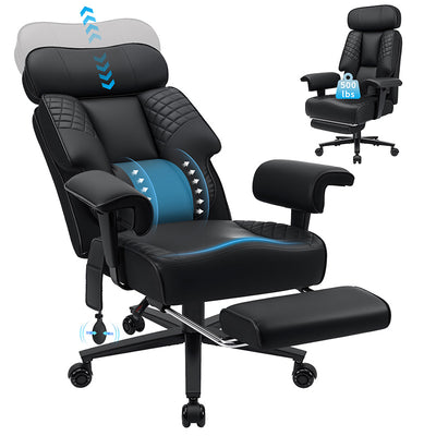 LinkMejor 500lbs Big and Tall Office Chair with Adjustable Lumbar Support Executive Desk Chair for Heavy People Comfy Wide Office Chair with Adjustable Padded Armrest
