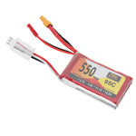 LinkMejor 7.4V 550mAh 95C 2S LiPo Battery XT30 Plug for RC Drone