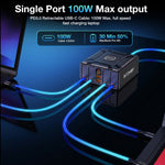 [GaN Tech] LinkMejor® BW-S34 550W 7 Ports USB PD Charger with Retractable Cable 5USB-C+2USB-A QC PD Fast Charging Desktop Charging Station for iPhone 17 16 16 Pro 15 14 13 Pro Max for MacBook Pro for Airpods for Apple Watch