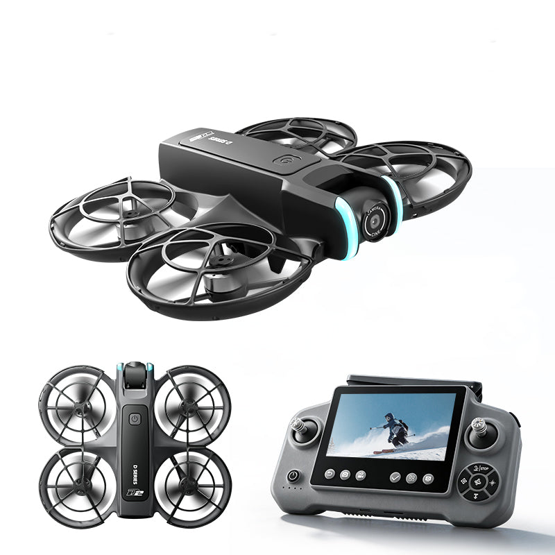 LinkMejor D2 WiFi FPV with 4.3inch LCD Screen Controller HD Dual Camera Electrically Adjustable Optical Flow Hover Automatic Obstacle Avoidance Circle Protection Brushless 2.4G 4CH 6-Axis Remote Control Toys RC Drone Quadcopter RTF