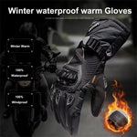 LinkMejor Motorcycle Gloves Waterproof Windproof Winter Warm Touch Screen Anti Slip Protective Knuckle Guard Cold Resistant Moto Riding Gloves