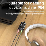 K71 USB 7.1 Surround Sound External Sound Card for PC Gaming Voice Changer with Volume Control Buttons for PS4 Mobile Phone Laptop Music Podcast Streaming