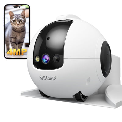 SriHome DH013 Plus 4MP HD Smart Pet Camera WiFi Mobile Robot 10000mAh Battery Automatic Recharging Night Vision Two Way Audio Pet Monitoring and Play