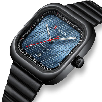 LinkMejor 36MM Large Dial Fashion Square Men's Quartz Watch Waterproof Luminous Calendar Clock Stainless Steel Business Casual Wristwatch