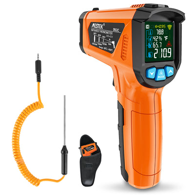 LinkMejor Advanced Infrared Thermometer IRO2C Wide Temperature Range (-50°C to 800°C) Adjustable Emissivity 12-Point Laser Inverted Color Screen HD Backlight Accurate Measurements Ideal for Industrial HVAC and Home Use