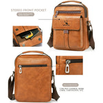 LinkMejor PU Leather Men's Messenger Bag Trend Retro Business Men's Shoulder Bag Waterproof Carry-on Bag Crossbody Bag Men's Backpack
