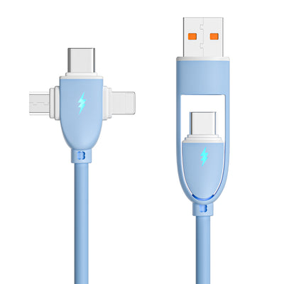60W 5-in-1 Cable USB-A/Type-C to iP/Micro/Type-C Cable Fast Charging Data Transmission Pure Copper Core Line 1M Long for iPhone 16 16 Pro Max 15 Pro 14 13 12 for Huawei Pura X for Samsung Galaxy S25 Ultra for Xiaomi 15 Ultra