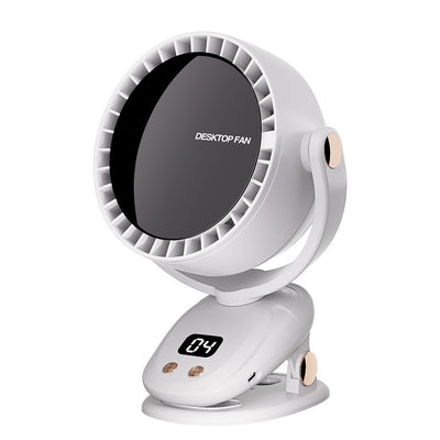 Tevorex Portable Rechargeable Desktop Fan 6 Gears Wind Adjustable 180° Multi Angle Airflow Ultra Quiet Operation Long Battery Wall Mounted Cooling Fan with Digital Display for Indoor Outdoor