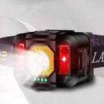 LinkMejor Sensor Headlamp Three Lights Source Strong Light Fishing Rechargeable Headlight Outdoor Super Bright Head-Mounted LED
