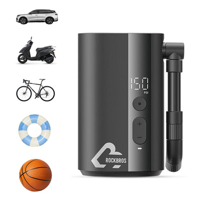 LinkMejor Mini Electric Bike Air Pump 150PSI 5000mAh Type-C Rechargeable LED Digital Display Portable Lightweight Cycle Car Motorbike Football Inflator