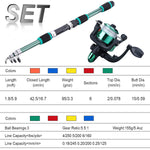 LinkMejor Spinning Fishing Rod Reel Combos 1.8M Telescopic Rod with 5.2:1 3BB Fishign Reel Max Drag 5kg Full Fishing Kit-Green