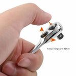 2-in-1 Mini Socket Ratchet Wrench 72-Tooth Dual-Head Design Chrome-Plated Accepts 1/4" Hex Bits Magnetic Power for Tight Spaces