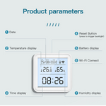 Tuya TH08 Wi-Fi Zigbe Temperature Humidity Sensor Hygrometer Wireless Alexa Google Compatible Backlight Feature Low Battery Reminder Remote Home Monitoring 24H Time Display