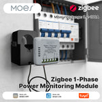 MOES 100A Tuya Zigbe Single-Phase Smart Energy Meter Powerd Monitoring Module with Bidirectional Current Transformer External Clamp-on for Home Assistant Tuya Smart Life