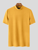 INCERUN Mens Solid Half-Collar Short Sleeve T-Shirt