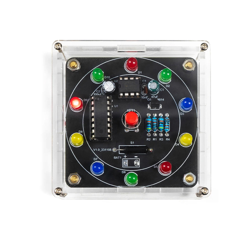 10 LED Lucky Wheel DIY Kit NE555 CD4017 Beginner Circuit Assembly Random Number Game Kit PCB Material Educational STEM Electronic