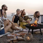 IPRee Outdoor Courtyard Round Brazier Portable Wood Stove 4-5 People Household Charcoal Heating Stove Portable Firepit Outdoor Yard Garden Picnic Campfire Grill Rack
