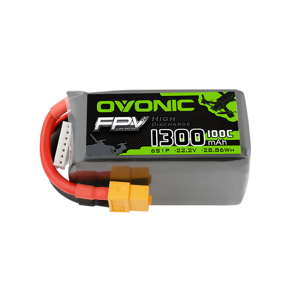 LinkMejor 22.2V 1300mAh 100C 6S LiPo Battery XT60 Plug for 5-6 Inch FPV Freestyle Drone