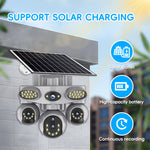 V380 8MP 8X Digital Zoom 4-Lens Solar Security Camera Wireless Outdoor WiFi/4G PTZ Night Vision Motion Two Way Audio Weatherproof Battery Powered Home Surveillance System